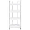  Coaster Furniture Ember 803402 68-inch 4-shelf Bookshelf - White High Gloss and Chrome IMAGE 2