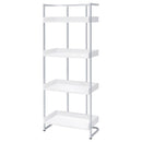  Coaster Furniture Ember 803402 68-inch 4-shelf Bookshelf - White High Gloss and Chrome IMAGE 3