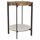  Coaster Furniture Adhvik 931218 Round End Side Table Marble Shelf - Natural and Black IMAGE 1