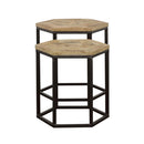  Coaster Furniture Adger 935844 2-piece Hexagonal Nesting Tables - Natural and Black IMAGE 3