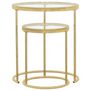 Coaster Furniture Maylin 935936 2-piece Round Glass Top Nesting Table Set - Gold IMAGE 2