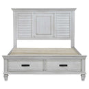  Coaster Furniture Franco 205330KE Wood Eastern King Storage Panel Bed - Distressed White IMAGE 3