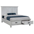  Coaster Furniture Franco 205330Q Wood Queen Storage Panel Bed - Distressed White IMAGE 2