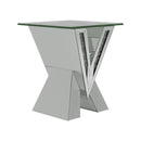  Coaster Furniture Taffeta 723447 Glass Top Mirrored Acrylic End Table - Silver IMAGE 1