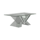  Coaster Furniture Taffeta 723448 Glass Top Mirrored Acrylic Coffee Table - Silver IMAGE 1