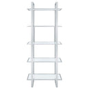  Coaster Furniture Hartford 805538 79-inch 5-shelf Glass Bookshelf - Chrome IMAGE 2