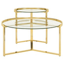  Coaster Furniture Delia 930251 2-Piece Round Glass Top Nesting Coffee Table - Gold IMAGE 2