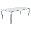  Coaster Furniture Carone 115081 Rectangular 81-inch Glass Top Dining Table - White IMAGE 1