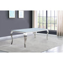  Coaster Furniture Carone 115081 Rectangular 81-inch Glass Top Dining Table - White IMAGE 4