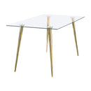  Coaster Furniture Gilman 190621GLD Rectangular 64-inch Glass Top Dining Table - Gold IMAGE 1