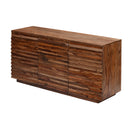  Coast2Coast Ketchum 58121 Mid-century Modern Solid Wood Three Door Credenza with Reeded Designed Door Fronts IMAGE 1