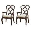  Coast2Coast Laelia 60222 Set of 2 Traditional Style Ivory Upholstered Dining Arm Chairs with Brown Frame IMAGE 1