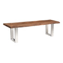  Coast2Coast Dunstan 62407 Solid Wood Live Edge Topped Dining Accent Bench with Chrome Legs IMAGE 1