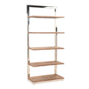  Coast2Coast Flannery 62411 Modern Solid Wood Bookcase Etagere with Five Shelves and Chrome Support IMAGE 1