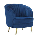  Coaster Furniture Sophia 506863 Upholstered Channel Tufted Barrel Accent Chair - Blue IMAGE 1