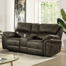  Furniture of America Tredegar Power Reclining Leather Loveseat with Console CM6083-LV-PM IMAGE 1