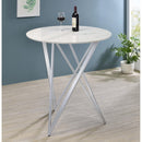  Coaster Furniture Bexter 183526 Round 35-inch Faux Marble Bistro Bar Table - Chrome IMAGE 4