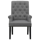  Coaster Furniture Alana 115163 Fabric Upholstered Dining Arm Chair - Grey IMAGE 2