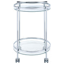  Coaster Furniture Chrissy 181367 Round Glass Shelf Metal Bar Cart - Chrome IMAGE 6