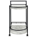  Coaster Furniture Desiree 181376 2-tier Faux Marble Shelf Metal Bar Cart - Black IMAGE 2