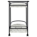  Coaster Furniture Desiree 181376 2-tier Faux Marble Shelf Metal Bar Cart - Black IMAGE 6