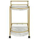 Coaster Furniture Desiree 181377 2-tier Faux Marble Shelf Metal Bar Cart - Gold IMAGE 2