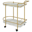  Coaster Furniture Desiree 181377 2-tier Faux Marble Shelf Metal Bar Cart - Gold IMAGE 5