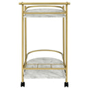  Coaster Furniture Desiree 181377 2-tier Faux Marble Shelf Metal Bar Cart - Gold IMAGE 6