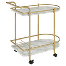  Coaster Furniture Desiree 181377 2-tier Faux Marble Shelf Metal Bar Cart - Gold IMAGE 7