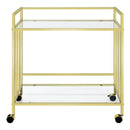  Coaster Furniture Cara 181381 2-tier Rectangular Glass Shelf Metal Bar Cart - Brass IMAGE 2