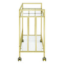  Coaster Furniture Cara 181381 2-tier Rectangular Glass Shelf Metal Bar Cart - Brass IMAGE 5