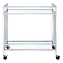  Coaster Furniture Cara 181382 2-tier Rectangular Glass Shelf Metal Bar Cart - Chrome IMAGE 4