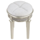  Coaster Furniture Evangeline 223399 Upholstered Oval Vanity Stool - Silver and Ivory IMAGE 4