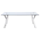  Coaster Furniture Alaia 190711 Rectangular 79-inch Glass Top Dining Table - Chrome IMAGE 2