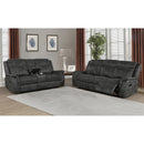  Coaster Furniture Lawrence 603505 Upholstered Padded Arm Reclining Loveseat - Charcoal IMAGE 2