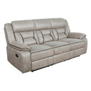  Coaster Furniture Greer 651351 Upholstered Motion Reclining Sofa - Taupe IMAGE 1