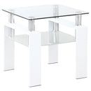  Coaster Furniture Dyer 703437 1-shelf Square Glass Top Side End Table - White IMAGE 1