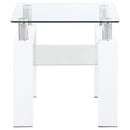  Coaster Furniture Dyer 703437 1-shelf Square Glass Top Side End Table - White IMAGE 2