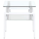  Coaster Furniture Dyer 703437 1-shelf Square Glass Top Side End Table - White IMAGE 3