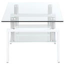  Coaster Furniture Dyer 703438 1-shelf Rectangular Glass Top Coffee Table - White IMAGE 3