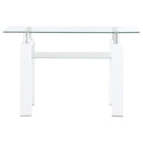  Coaster Furniture Dyer 703439 Rectangular Glass Top Entryway Sofa Console Table - White IMAGE 2