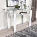  Coaster Furniture Dyer 703439 Rectangular Glass Top Entryway Sofa Console Table - White IMAGE 4