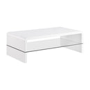 Coaster Furniture Airell 703798 Rectangular Coffee Table with Shelf - White High Gloss IMAGE 1