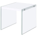  Coaster Furniture Opal 704147 Square Glass Frame Side End Table - White High Gloss IMAGE 3