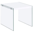  Coaster Furniture Opal 704147 Square Glass Frame Side End Table - White High Gloss IMAGE 5