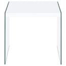  Coaster Furniture Opal 704147 Square Glass Frame Side End Table - White High Gloss IMAGE 6