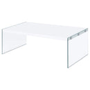  Coaster Furniture Opal 704148 Rectangular Glass Frame Coffee Table - White High Gloss IMAGE 3