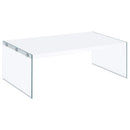  Coaster Furniture Opal 704148 Rectangular Glass Frame Coffee Table - White High Gloss IMAGE 5