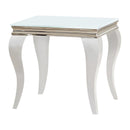  Coaster Furniture Carone 707767 Square Glass Top End Side Table - White and Chrome IMAGE 1