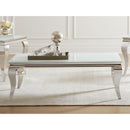  Coaster Furniture Carone 707768 Rectangular Glass Top Coffee Table - White and Chrome IMAGE 2